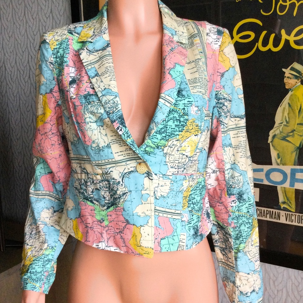 Rare ModCloth Go Global Map Atlas Blazer M